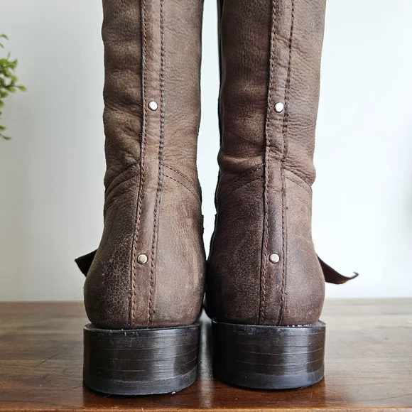 DV By Dolce Vita Brown Leather Equestrian Riding Knee High Rustic Tall Boots 8.5 - Picture 8 of 16